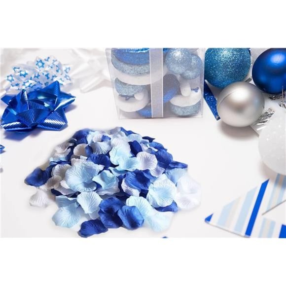 Mixed Royal Blue &Light Blue &White Party Wedding Flowers Silk Rose Petals Party - Picture 6 of 6